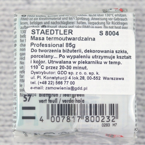 FIMO PROFESSIONAL ZIELEŃ LIŚCI - 57 85g FIMO PROFESSIONAL ZIELEŃ LIŚCI - 57 85g